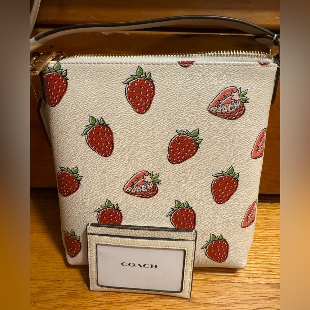Coach Mini Rowan Bag and Cardholder ๐ Strawberry Print - 2 Pc $348 MSRP - Picture 6 of 15